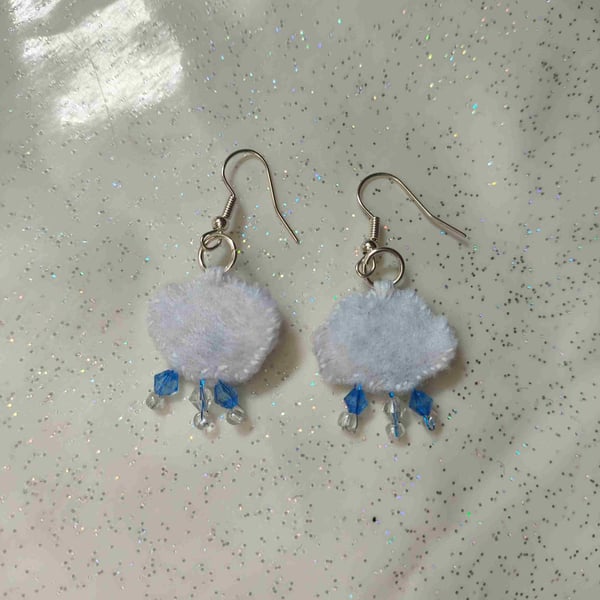 Handmade raincloud earrings