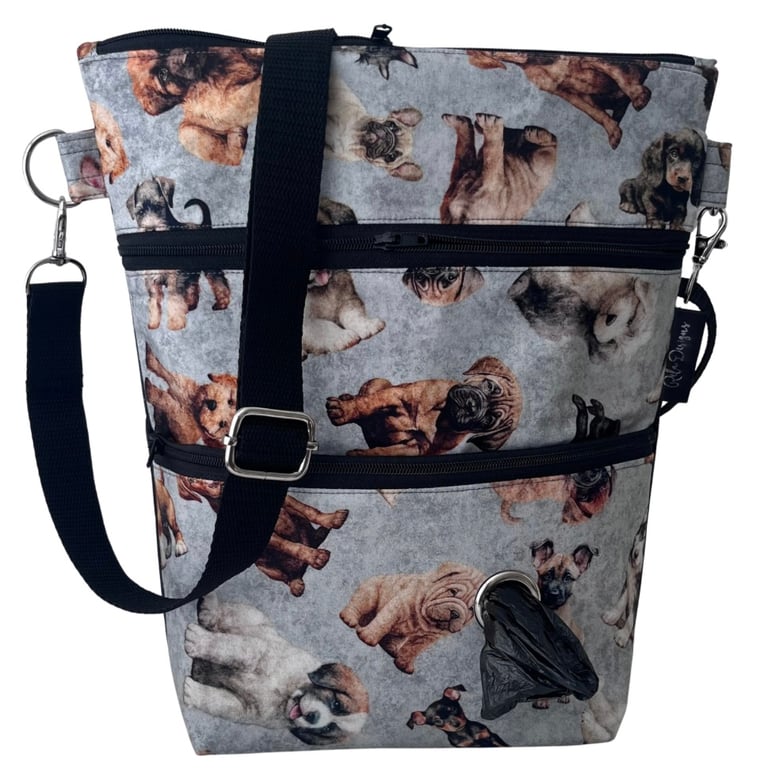 Dog walking bags assorted puppies.