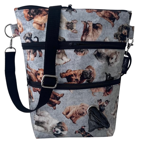 Dog walking bags assorted puppies.
