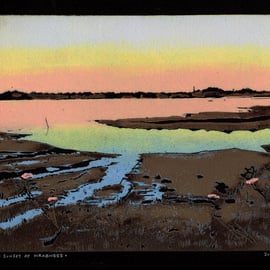 Seconds Sale 'River Stour Sunset' Linocut Print
