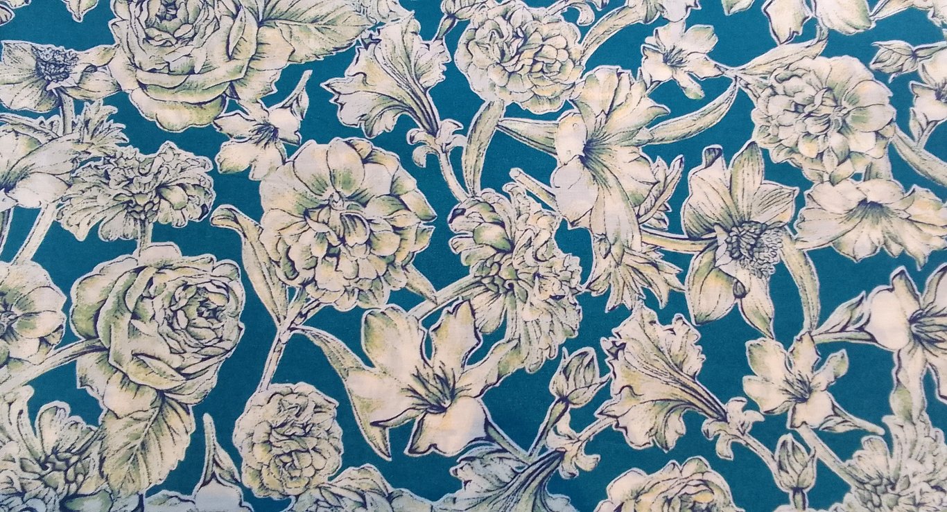 Liberty Tana Lawn Fabric 10 x 15 inch : SHEREE Green White Floral