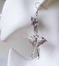 Flower Charm with Luna Moth Earrings & silver plated ear wires - Image 3
