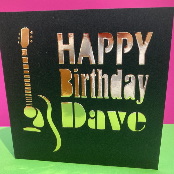 Personalised Guitar Birthday Card