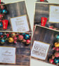 Set of 4 Luxury Christmas Cards & Matching Gift Tags - Wood Backdrop & Baubles