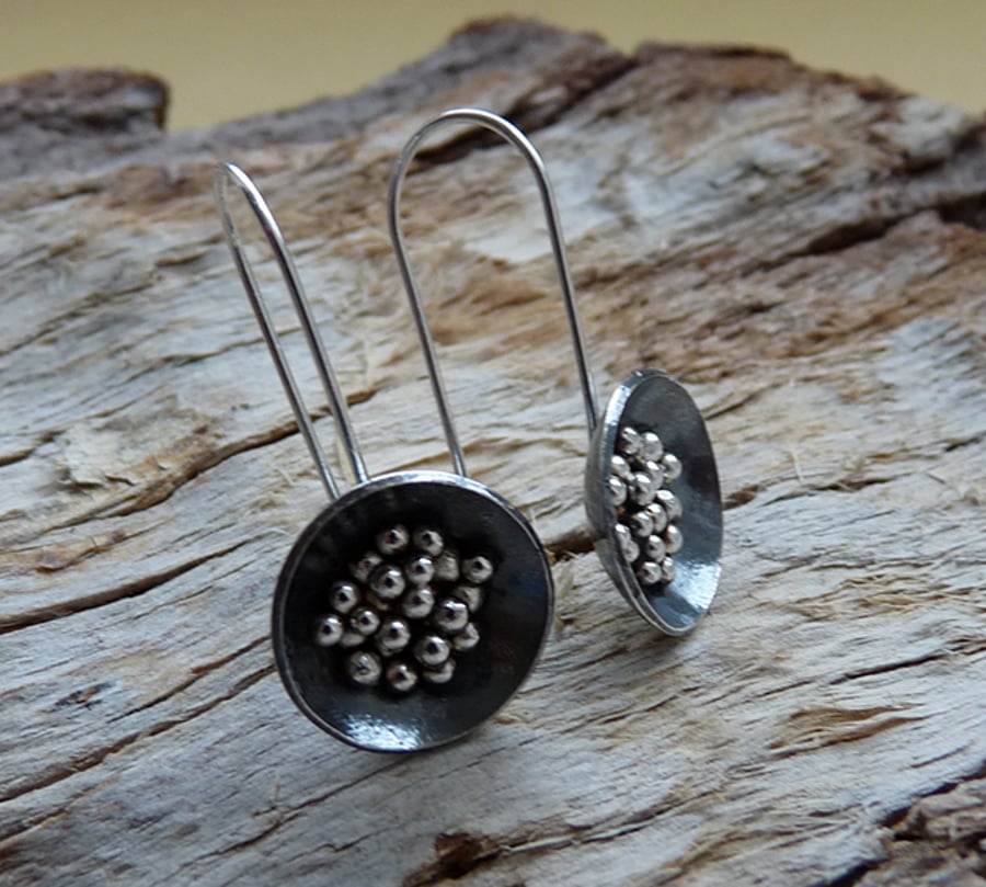 Sterling Silver Granulated Earrings E9