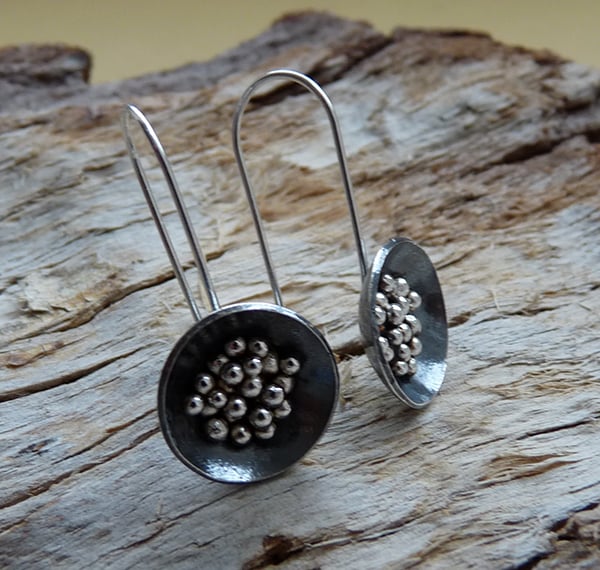 Sterling Silver Granulated Earrings E9