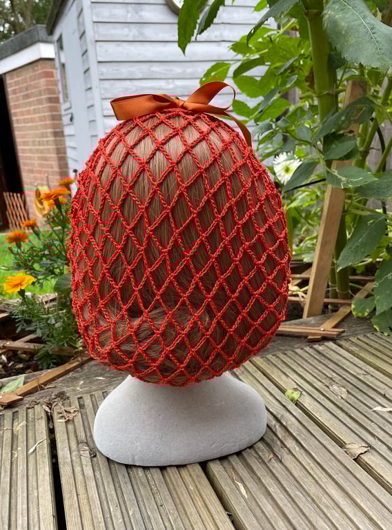 Orange cotton 1940s style retro snood hairnet - 3 sizes to suit your hair length