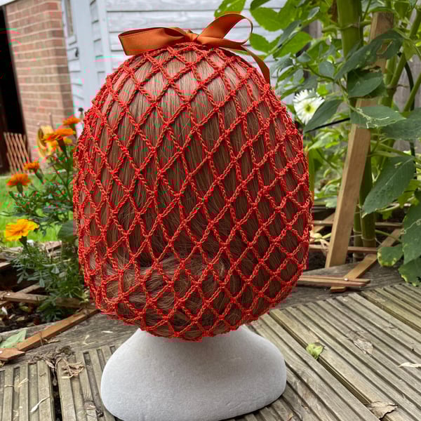 Orange cotton 1940s style retro snood hairnet - 3 sizes to suit your hair length