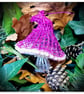 Handmade Pink Toadstool Christmas Decoration - Image 1
