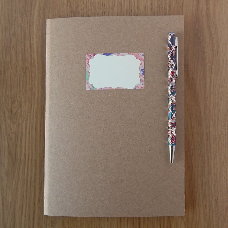 A5 Kraft and Marbled Notebook Journal with Label - Made to Order 