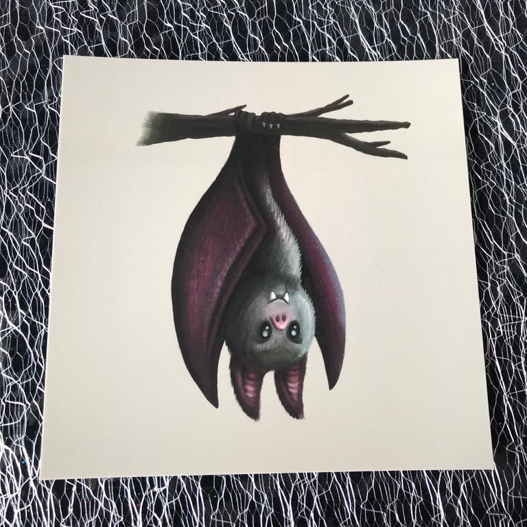 Halloween Bat Square Post Card Print