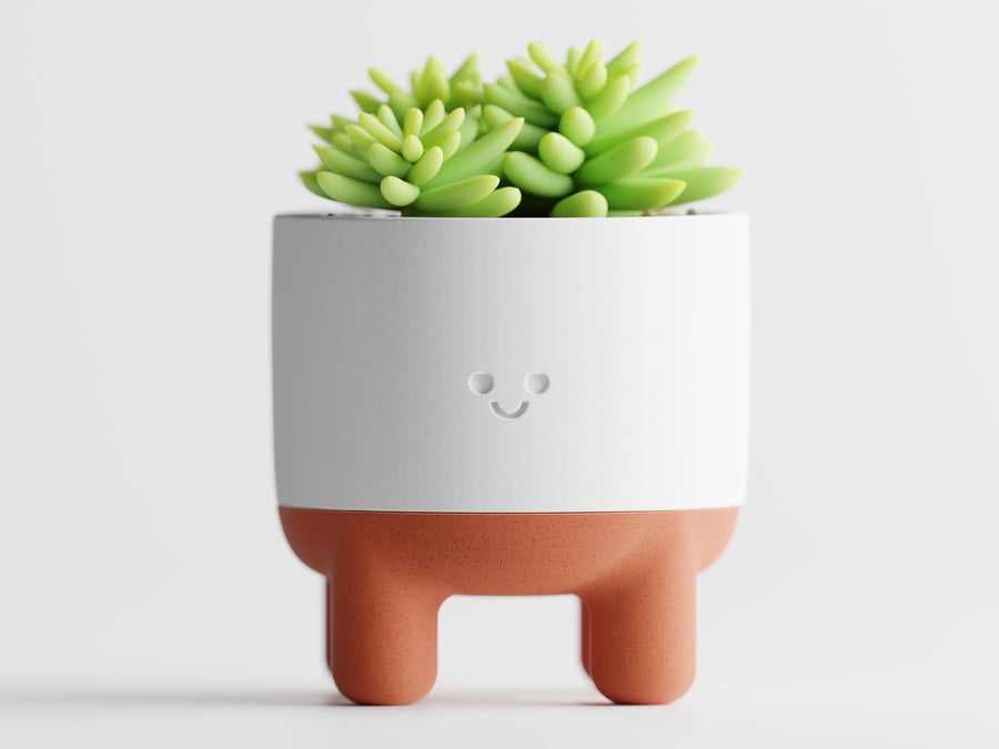 Melo Smiley Face Plant Pot with Legs Two-Part Mix & Match Design