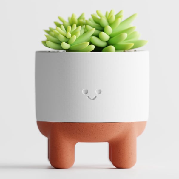 Melo Smiley Face Plant Pot with Legs Two-Part Mix & Match Design