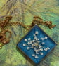 Real flower and leaf Pendant in blue 