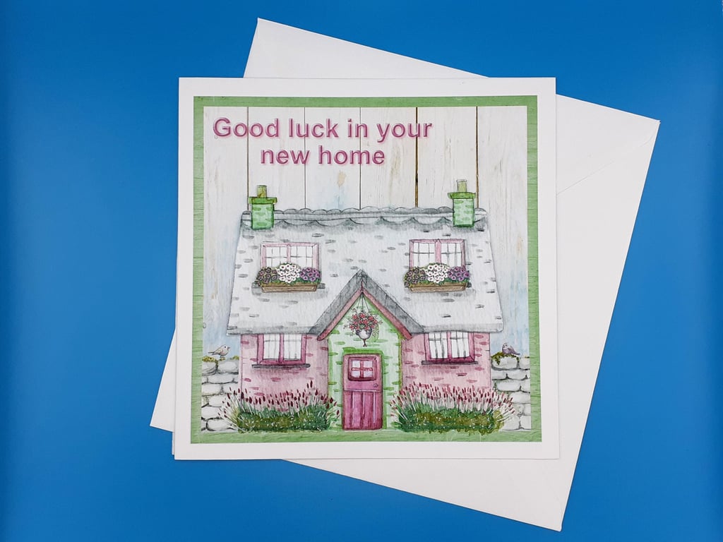 New Home Card, 8x8inches, 20x20cms, Decoupage