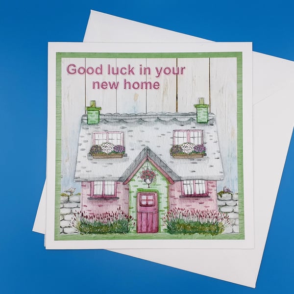 New Home Card, 8x8inches, 20x20cms, Decoupage