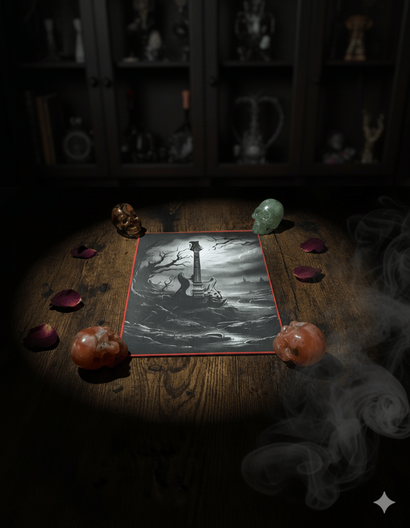 Gothic Guitar Unframed Canvas Print – Dark Landscape Miniature Art – Synthetic C