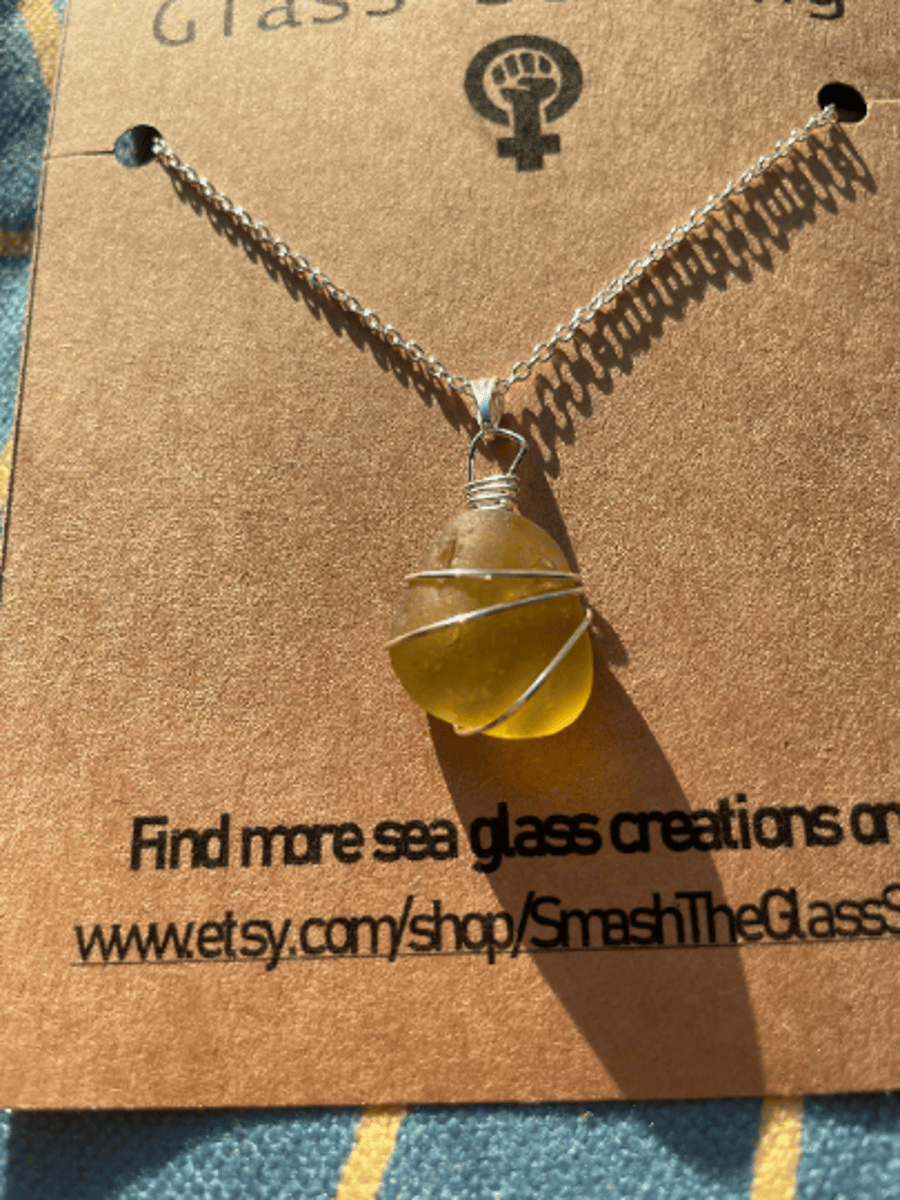 RARE yellow sea glass necklace