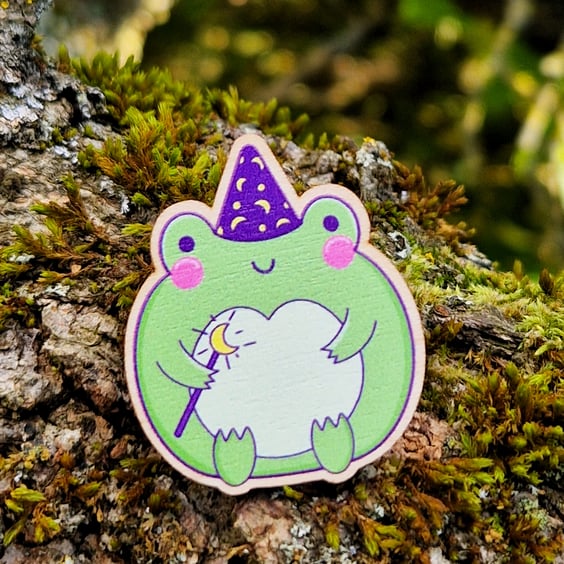 Frog pin, Frog Christmas gift, Wizard pin, Wizard Christmas Gift, Frog Brooch