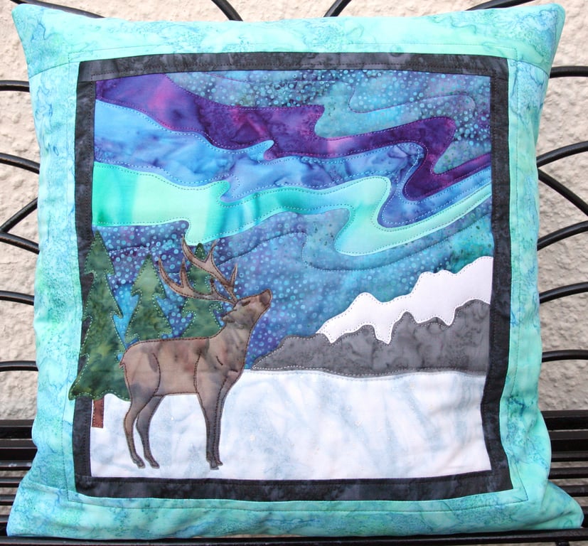 Northern Lights Reindeer Kit Cushion 