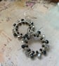 Black and silver wire wrapped hoop earring, boho dangle earrings, teen girl gift - Image 2