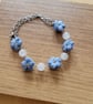 Handmade Blue Blossom Bracelet — Crochet Flower & Milky Quartz - Image 2