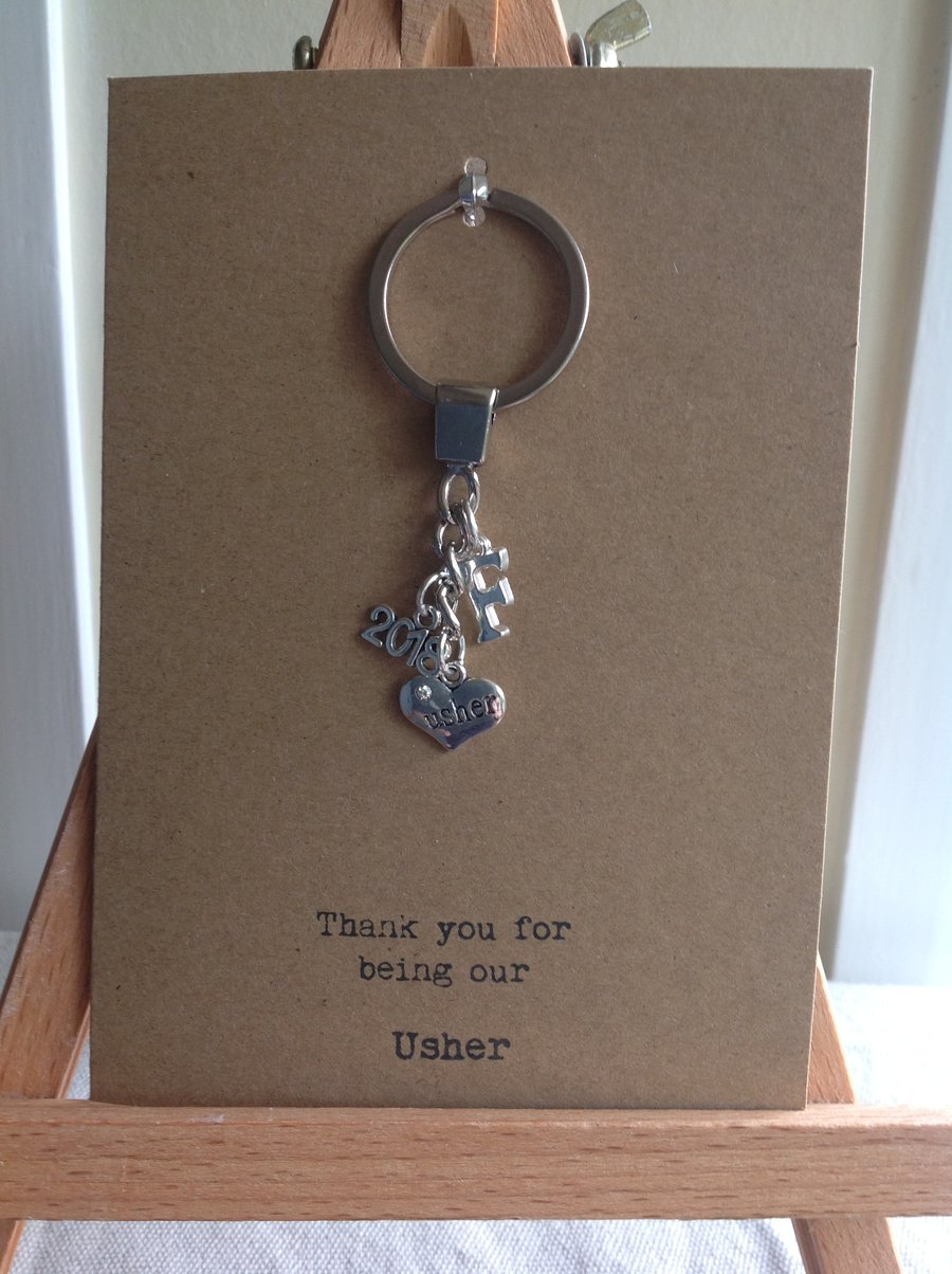 Kraft card with keyring attached, gift for your Usher
