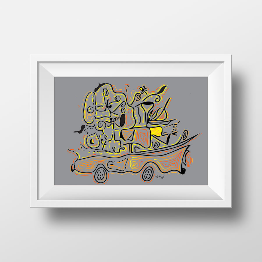 Print with Grey Background a Car Design