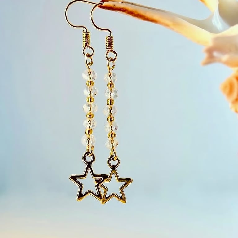 Christmas Star Earrings With Sparkly Crystals, Stocking Filler, Secret Santa