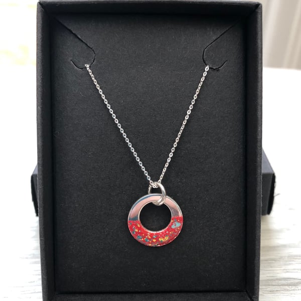 Sterling silver & enamel washer necklace 