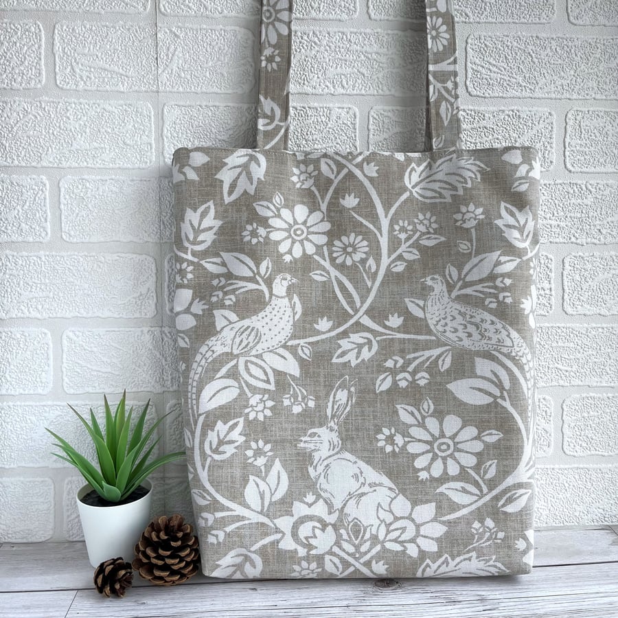 Tote Bag with Pheasants and Hares