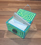 Business card holder - button closure with neon yellow and light blue pattern - Image 2