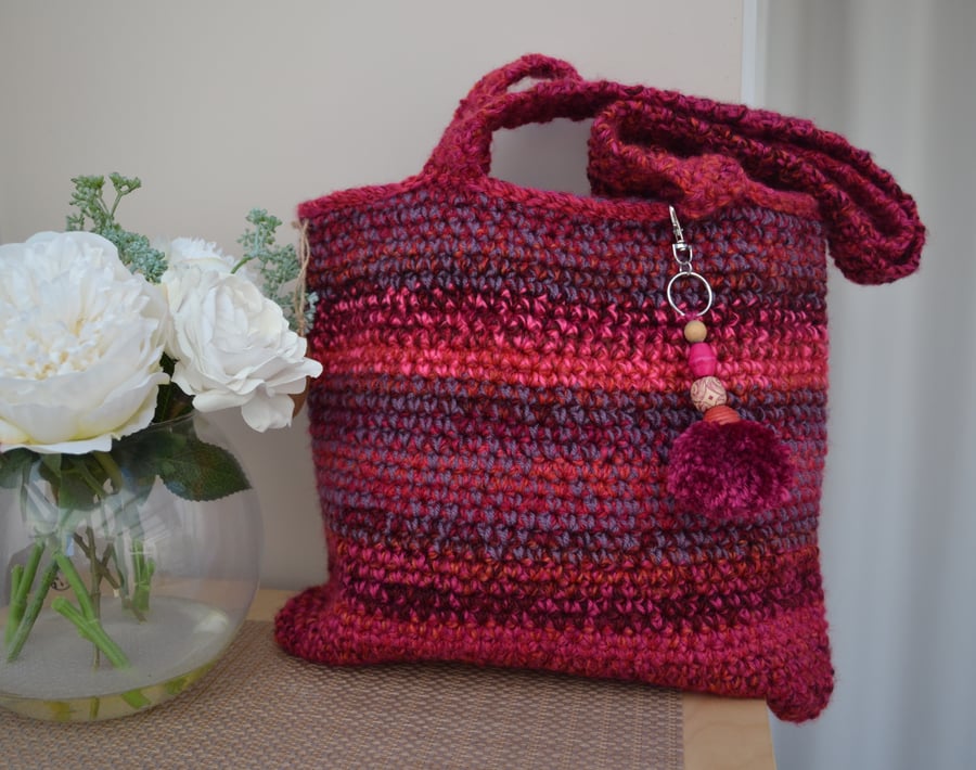 Vibrant Red And Pink Stripe Bag