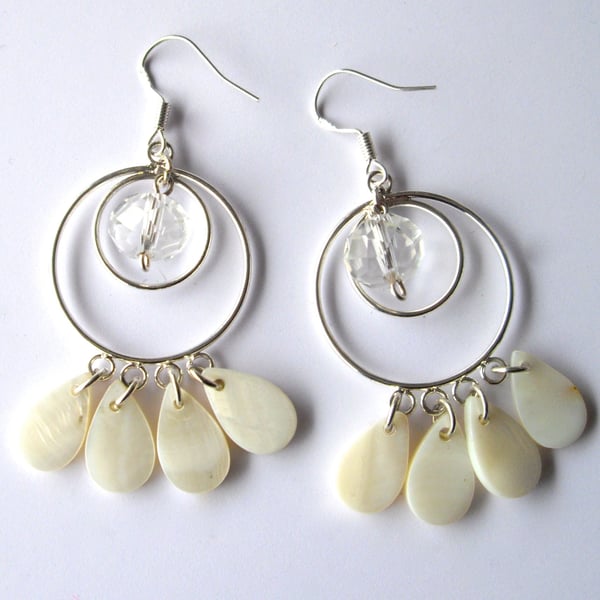 Shell and Crystal Earrings - UK Free Post