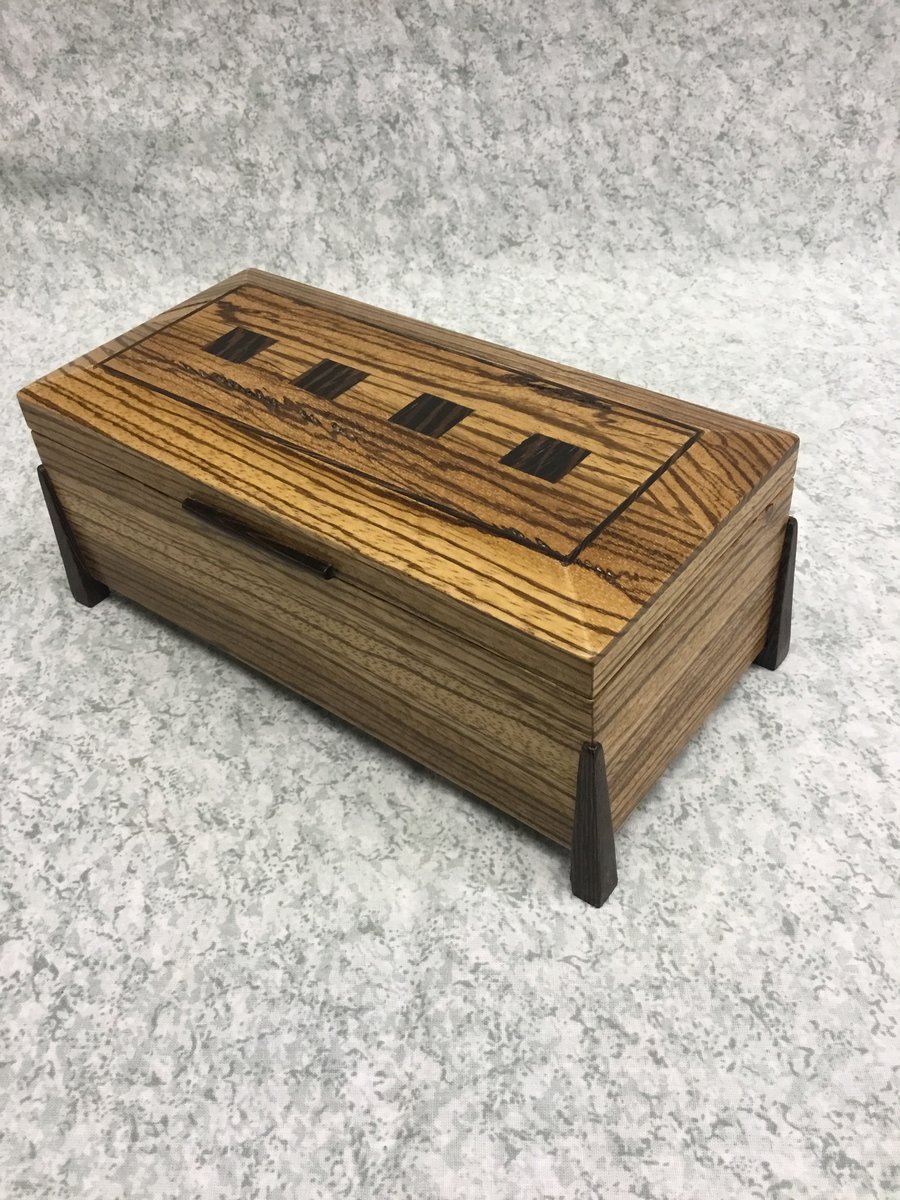 Watch and Earring box- Solid Zebrano