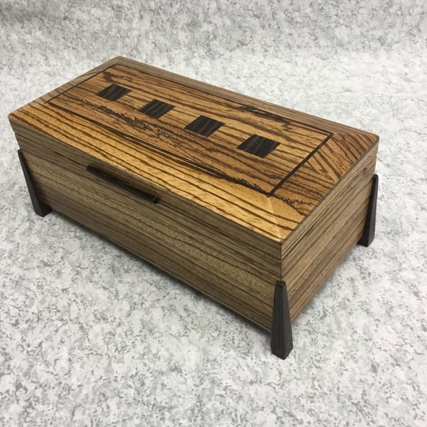 Watch and Earring box- Solid Zebrano