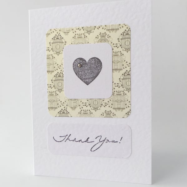  Thank You Card, Elegant Smart Classy Vintage Birdcages Heart Card.