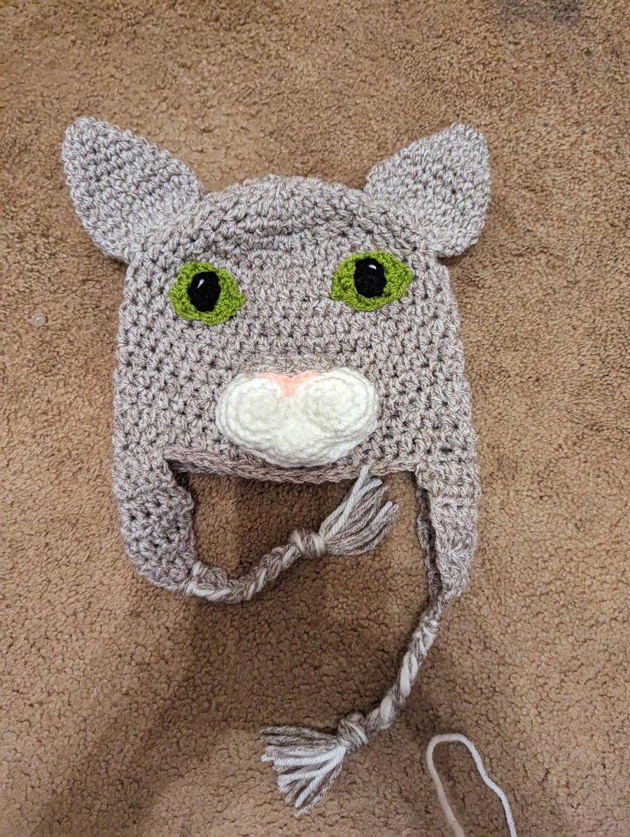 Crochet Cat Hat: Novelty Winter Hat, Toddler to Adult
