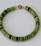 Bracelet Green Turquoise Semi Precious Stone Rondelle Beads Gold Detail Magnet  - Image 2