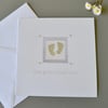 Baby or Pregnancy Congratulations Card with 3D silver baby feet and diamantes