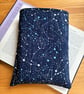 Constellation Print Quilted Fabric Book Sleeve - Hardback Size 