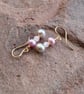 Pink and Grey Pearl Earrings with Lilac Swarovski Beads - 14k Gold Filled Hooks - Image 3