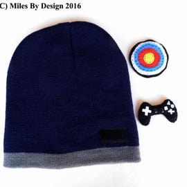 Boys Beanie Hat with 2 Interchangeable Motifs