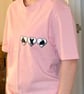 One of a Kind Cat Heart T-Shirt – Baby Pink Relaxed Fit, Size Small (36") - Image 3
