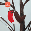 Robin christmas tree decoration, hanging clay garden bird, window decoration 