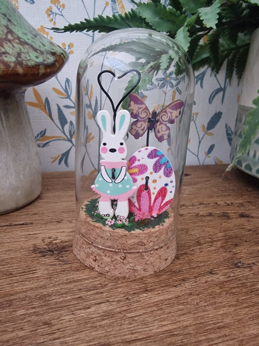 EASTER BUNNY & EGG GLASS DOME MINIATURESCENE