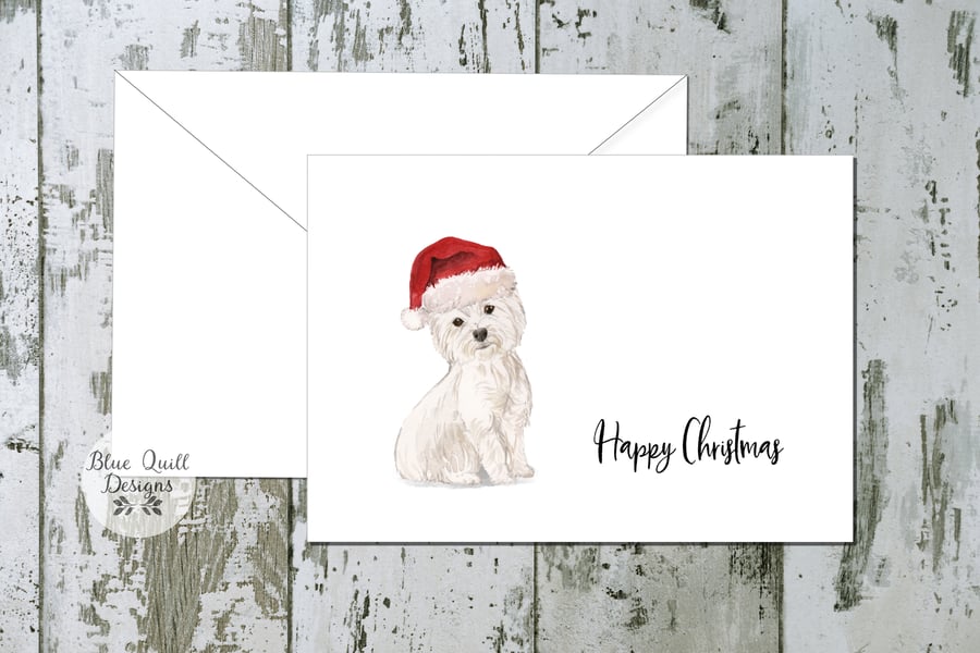 West Highland White Terrier Folded Christmas Cards - pack of 10 - personalised
