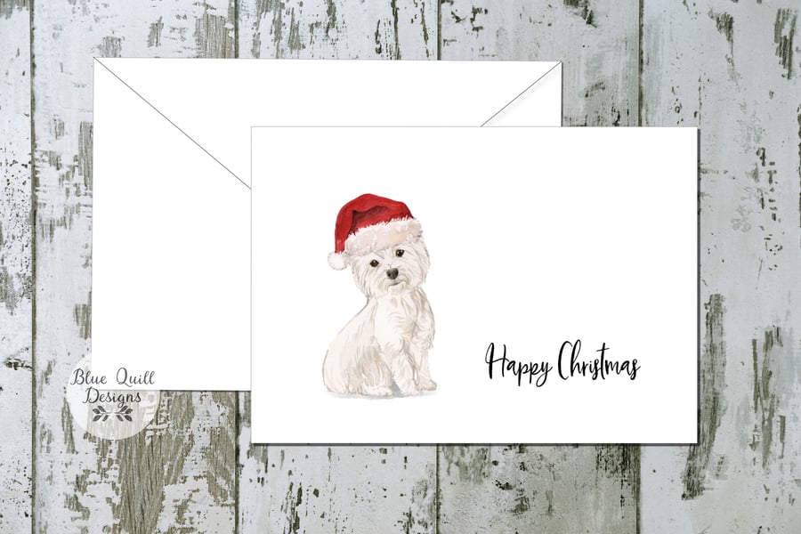 West Highland White Terrier Folded Christmas Cards - pack of 6 - personalised