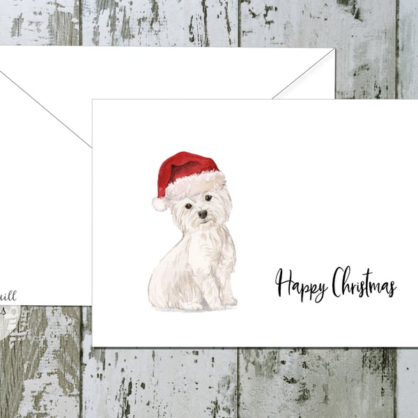 West Highland White Terrier Folded Christmas Cards - pack of 10 - personalised