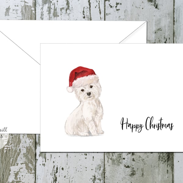 West Highland White Terrier Folded Christmas Cards - pack of 6 - personalised